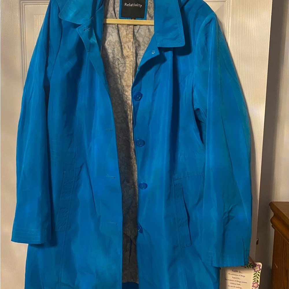 Relativity Women's Turquoise Blue Coat - Picture 2 of 11